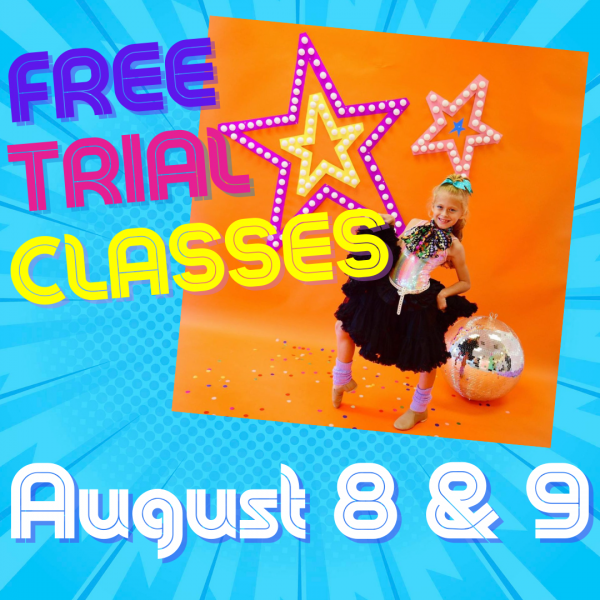 We are excited to offer FREE Trial Classes on Monday-Tuesday, Aug 8-9! This is the perfect time for your dancer to try a new style, check out the studio, or try dance for the first time! Pre-register for a FREE trial class today!